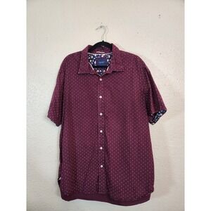 Cactus Man Ricky Singh Red Polka Dot Short Sleeve‎ Button Up Shirt Size XXXL